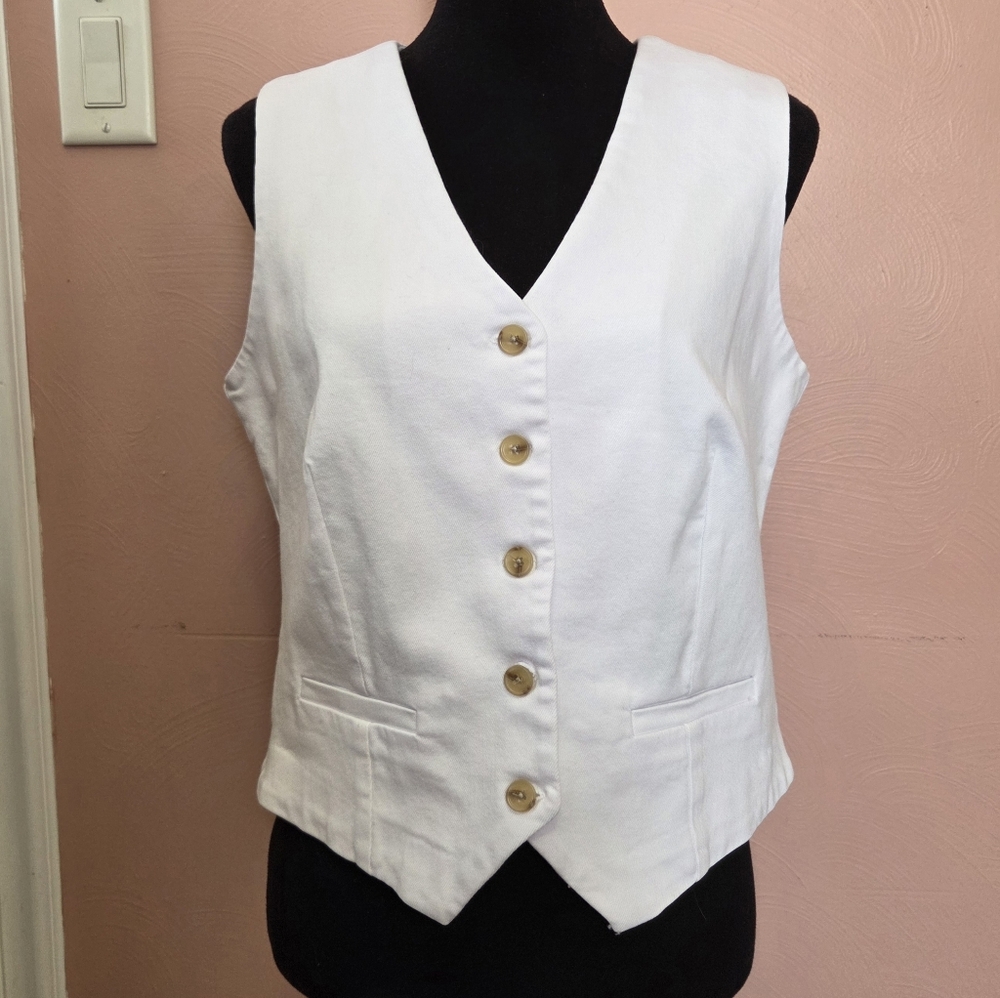 EVEREVE NWT Sierra Denim Vest White Medium - Picture 3 of 8